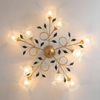 Plafonnier LED semi-encastré de luxe en verre à motif floral pour intérieur