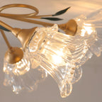 Plafonnier LED semi-encastré de luxe en verre à motif floral pour intérieur