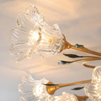 Plafonnier LED semi-encastré de luxe en verre à motif floral pour intérieur
