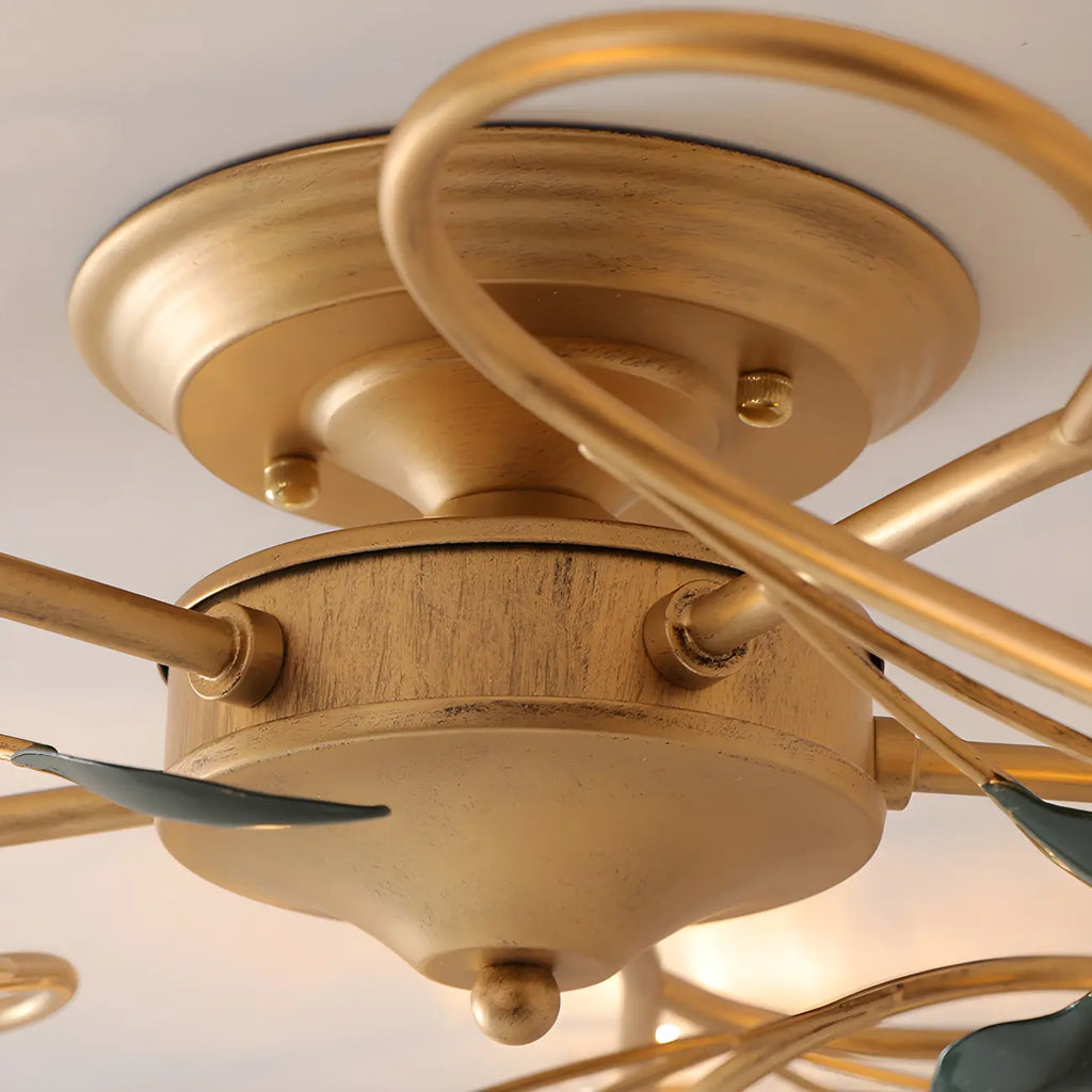 Plafonnier LED semi-encastré de luxe en verre à motif floral pour intérieur