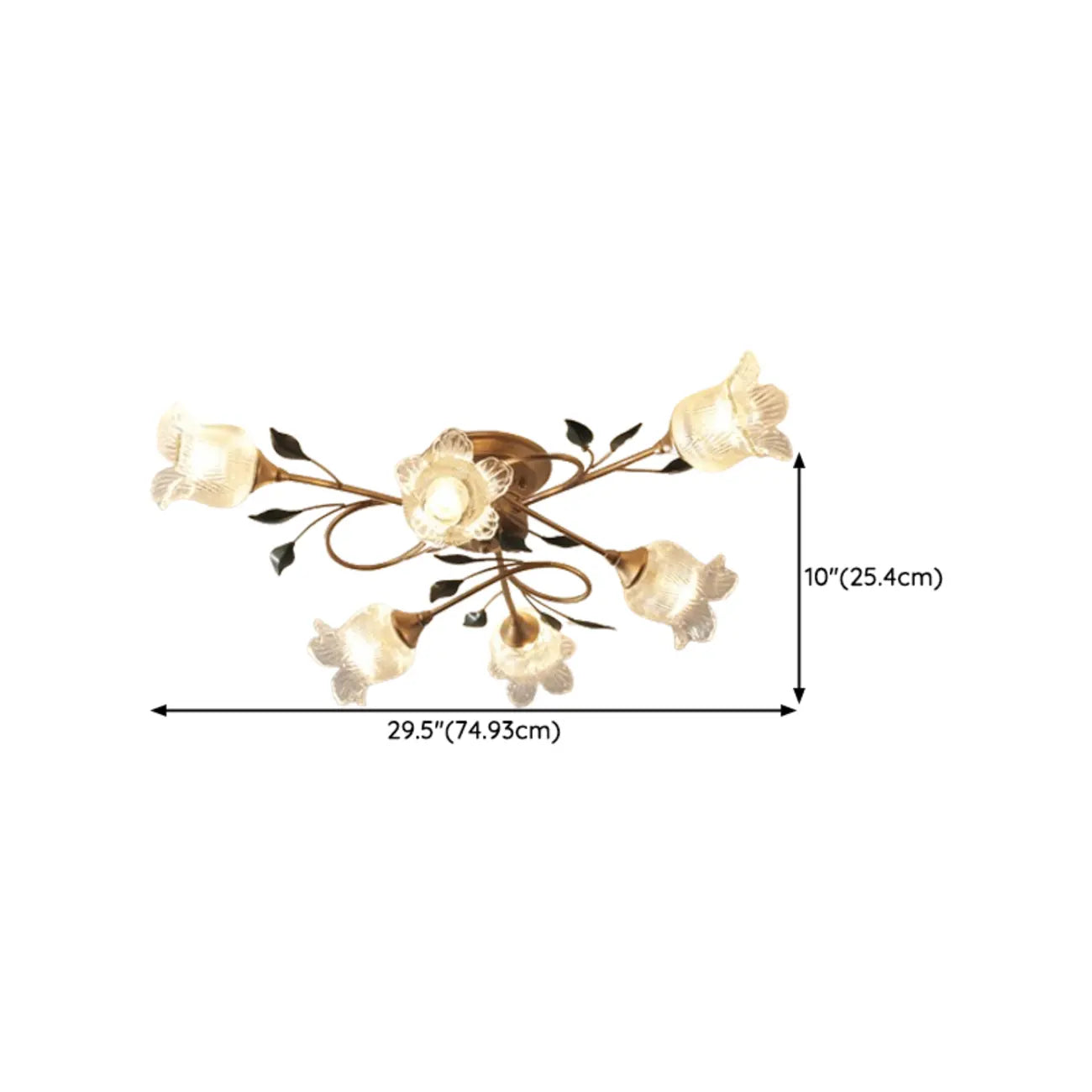 Plafonnier LED semi-encastré de luxe en verre à motif floral pour intérieur
