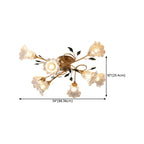 Plafonnier LED semi-encastré de luxe en verre à motif floral pour intérieur