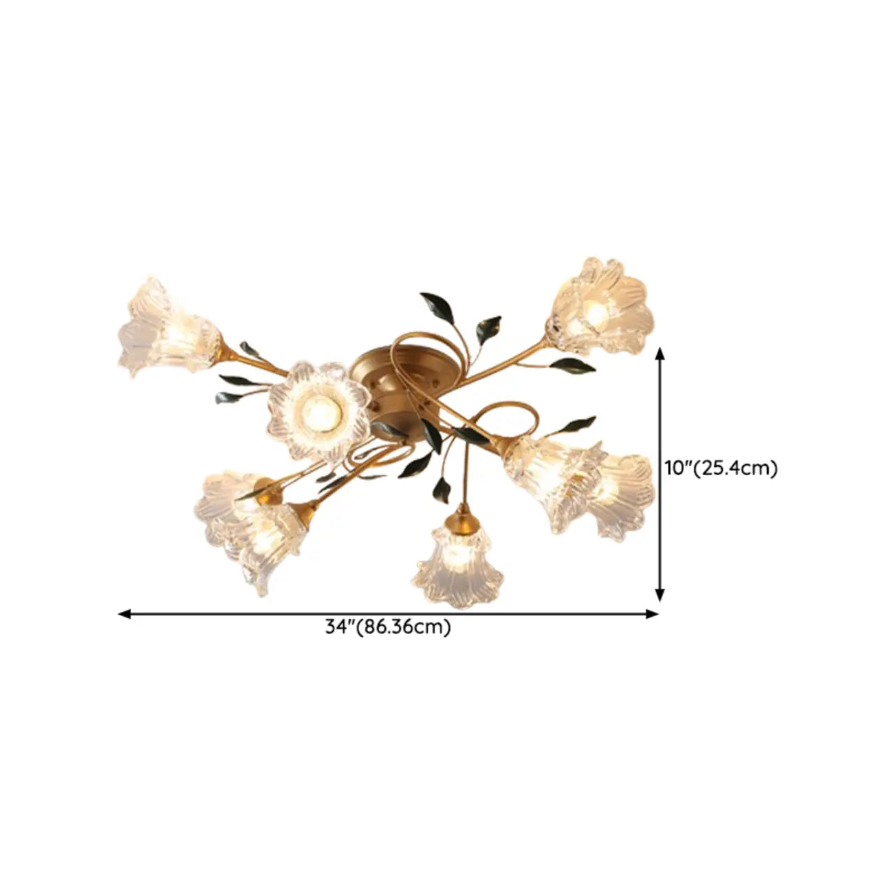 Plafonnier LED semi-encastré de luxe en verre à motif floral pour intérieur