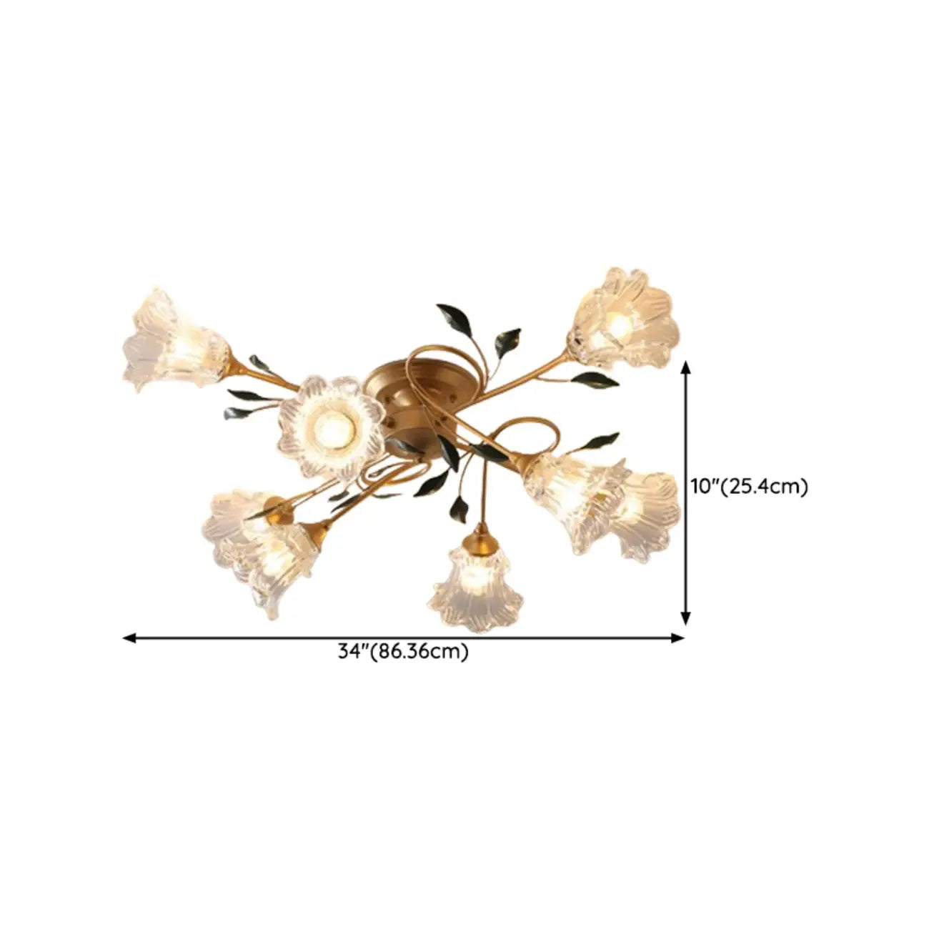 Plafonnier LED semi-encastré de luxe en verre à motif floral pour intérieur