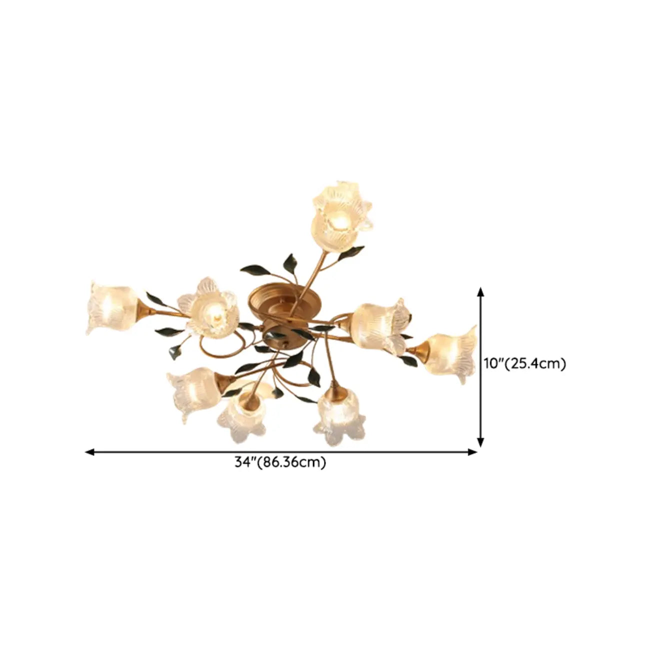 Plafonnier LED semi-encastré de luxe en verre à motif floral pour intérieur