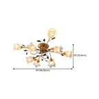 Plafonnier LED semi-encastré de luxe en verre à motif floral pour intérieur