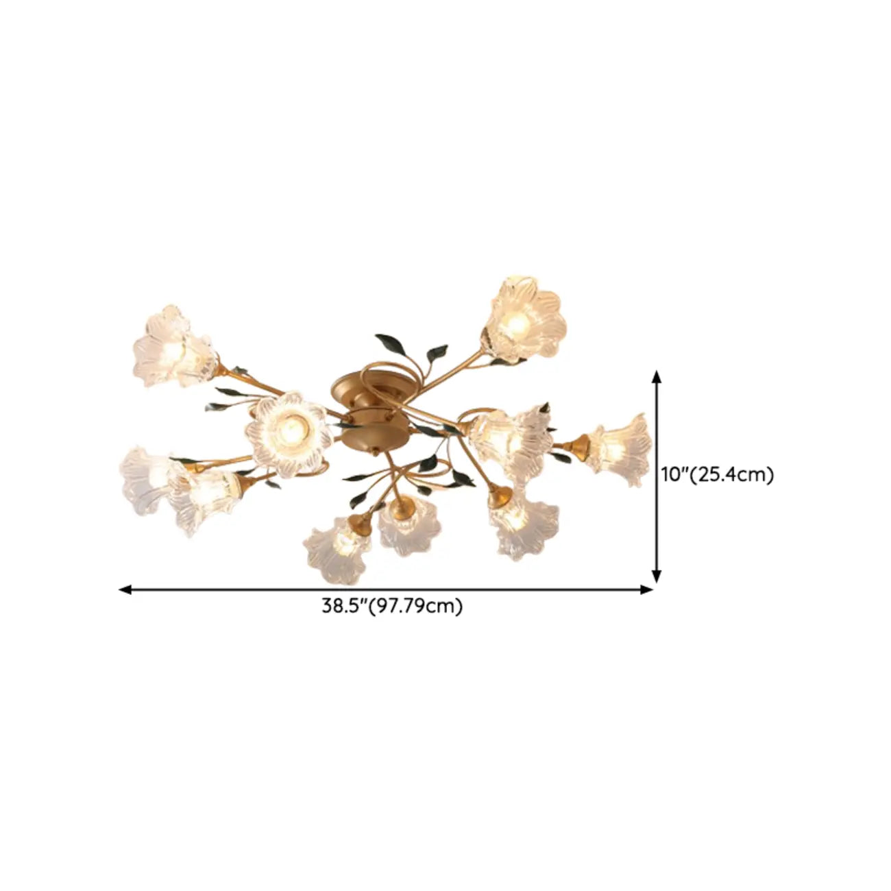 Plafonnier LED semi-encastré de luxe en verre à motif floral pour intérieur