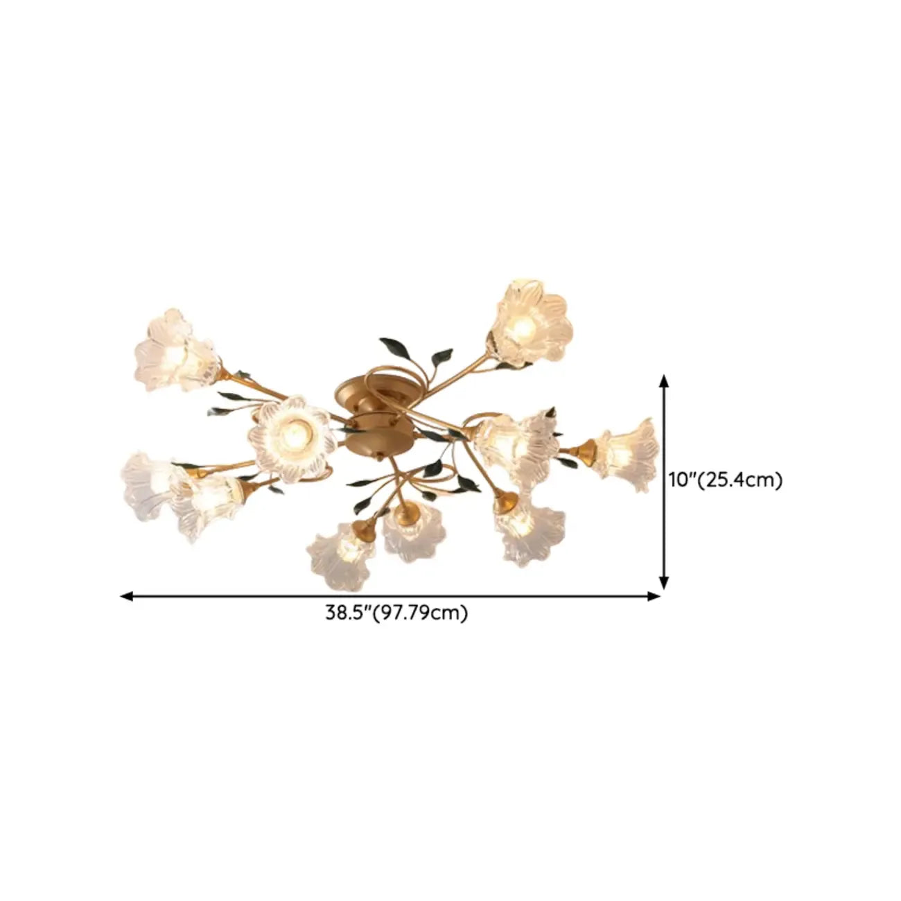Plafonnier LED semi-encastré de luxe en verre à motif floral pour intérieur