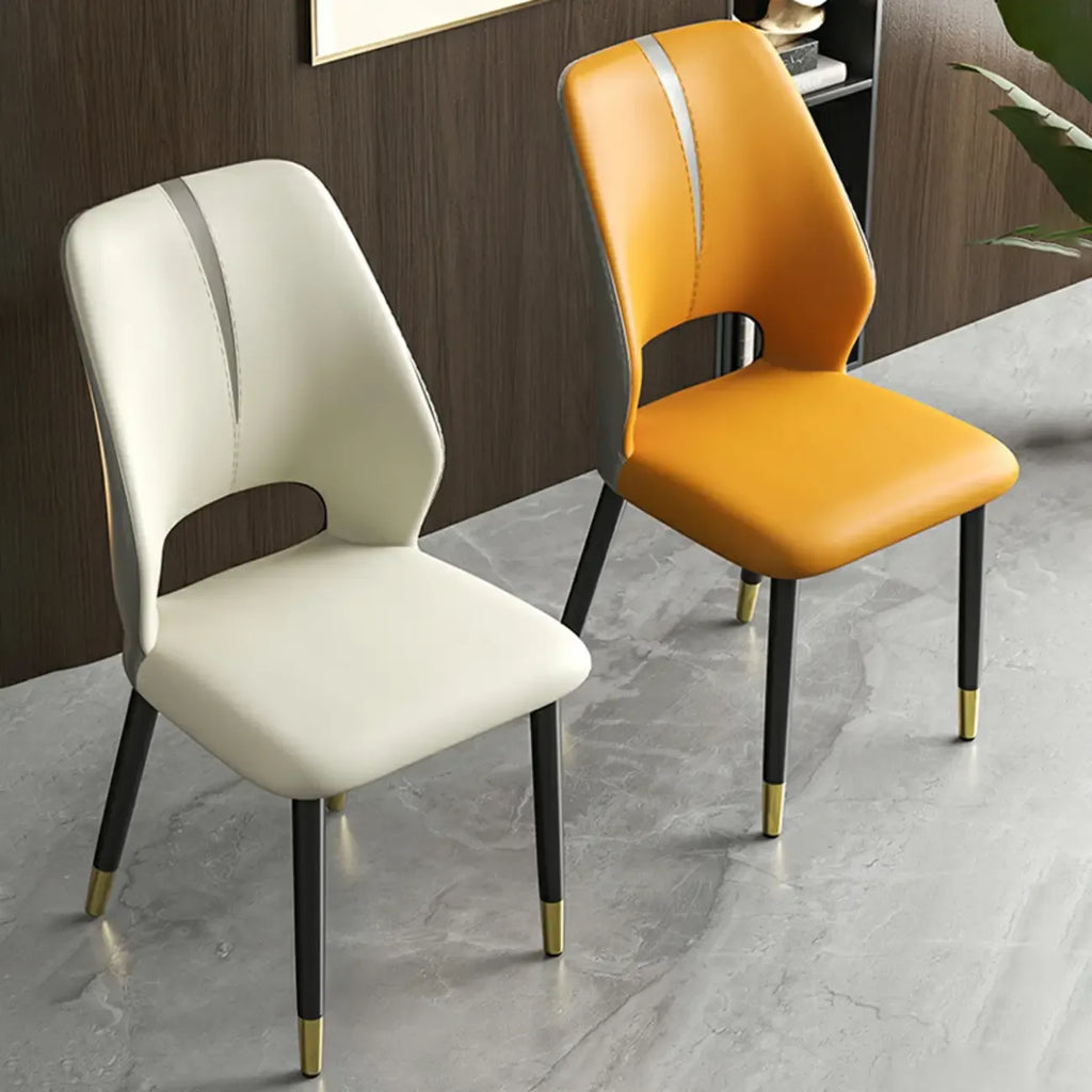 Chaises de salle à manger à oreilles en similicuir avec pieds en métal