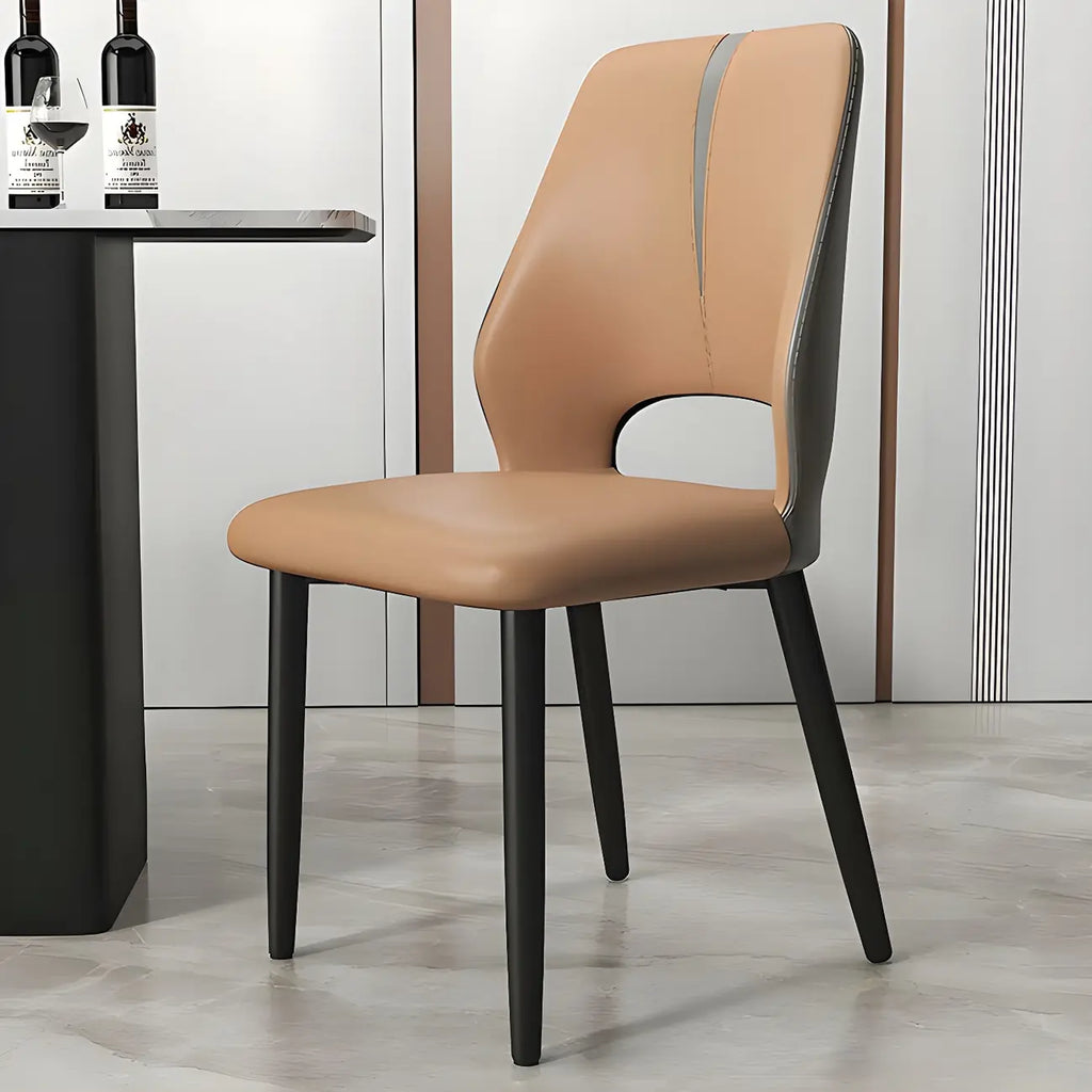 Chaises de salle à manger à oreilles en similicuir avec pieds en métal