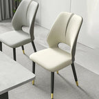 Chaises de salle à manger à oreilles en similicuir avec pieds en métal