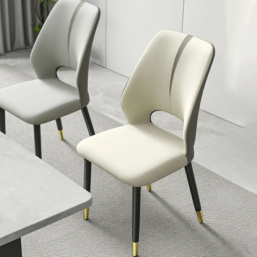 Chaises de salle à manger à oreilles en similicuir avec pieds en métal