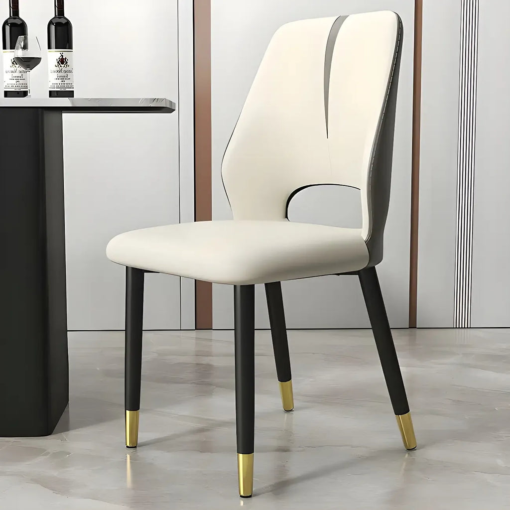 Chaises de salle à manger à oreilles en similicuir avec pieds en métal
