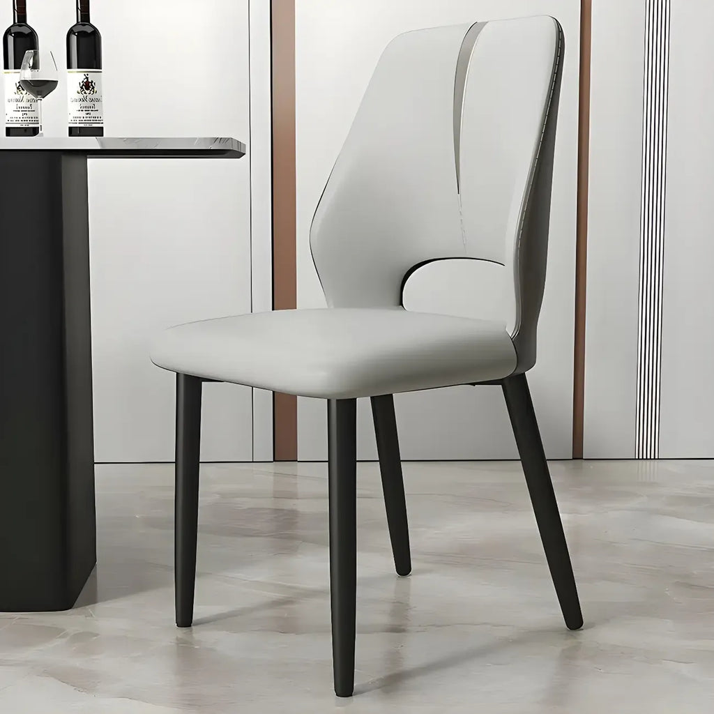 Chaises de salle à manger à oreilles en similicuir avec pieds en métal