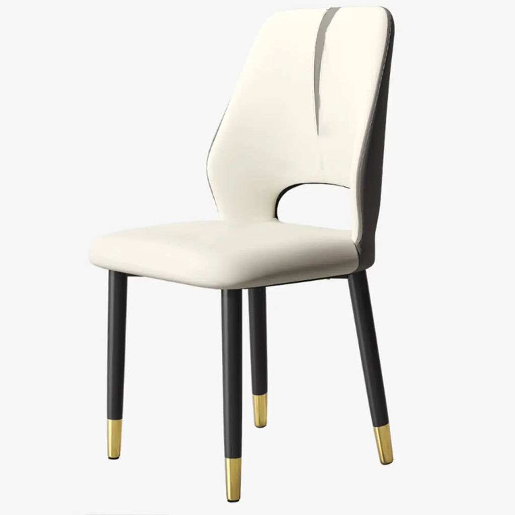 Chaises de salle à manger à oreilles en similicuir avec pieds en métal