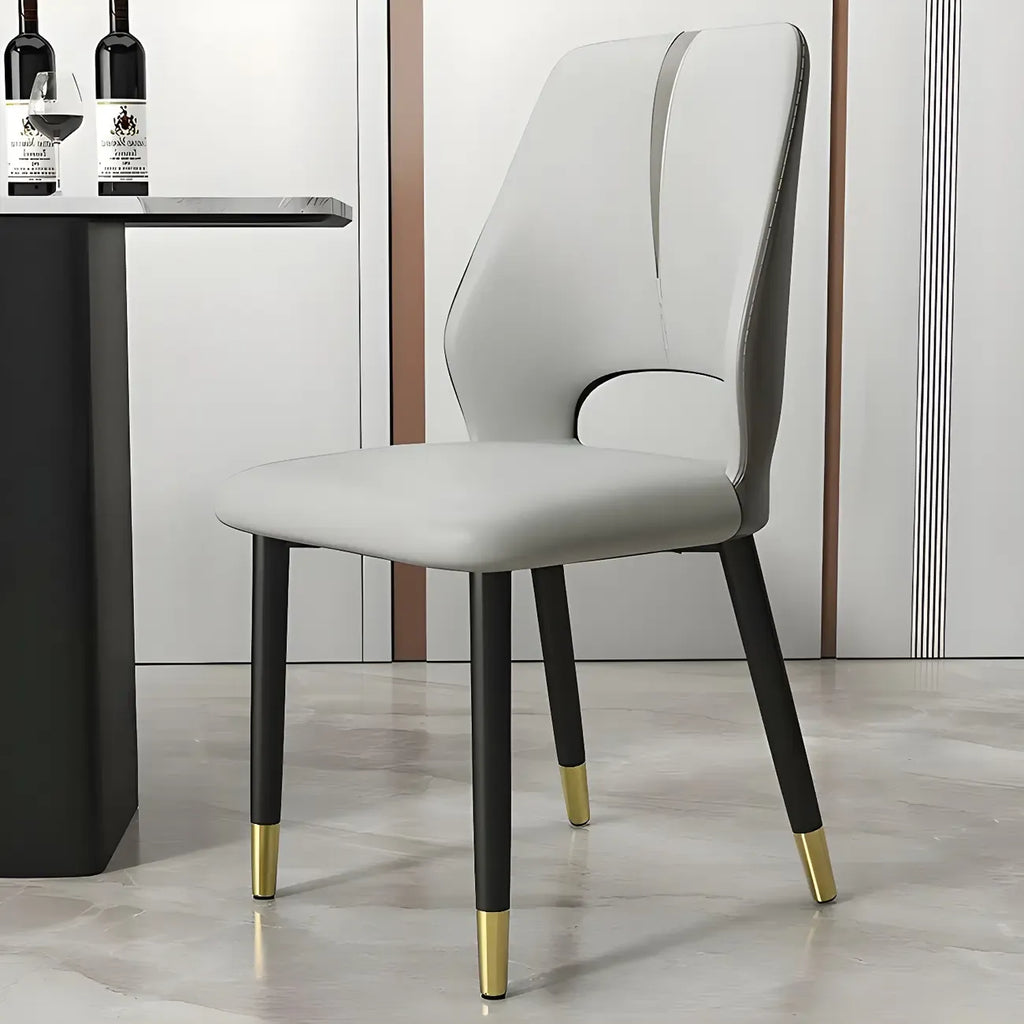 Chaises de salle à manger à oreilles en similicuir avec pieds en métal