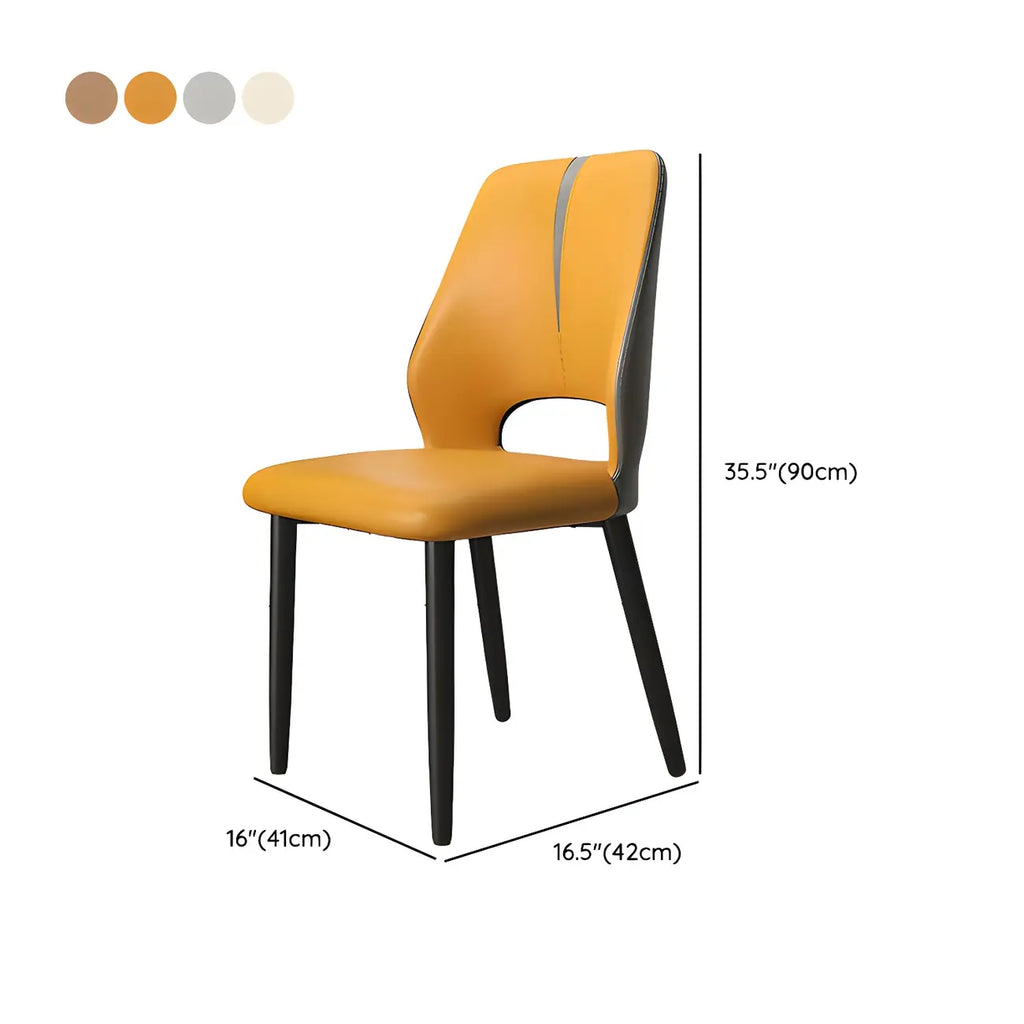 Chaises de salle à manger à oreilles en similicuir avec pieds en métal
