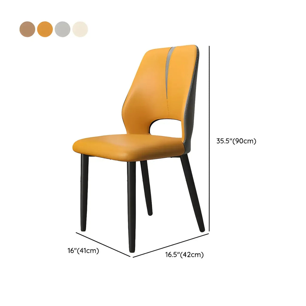 Chaises de salle à manger à oreilles en similicuir avec pieds en métal