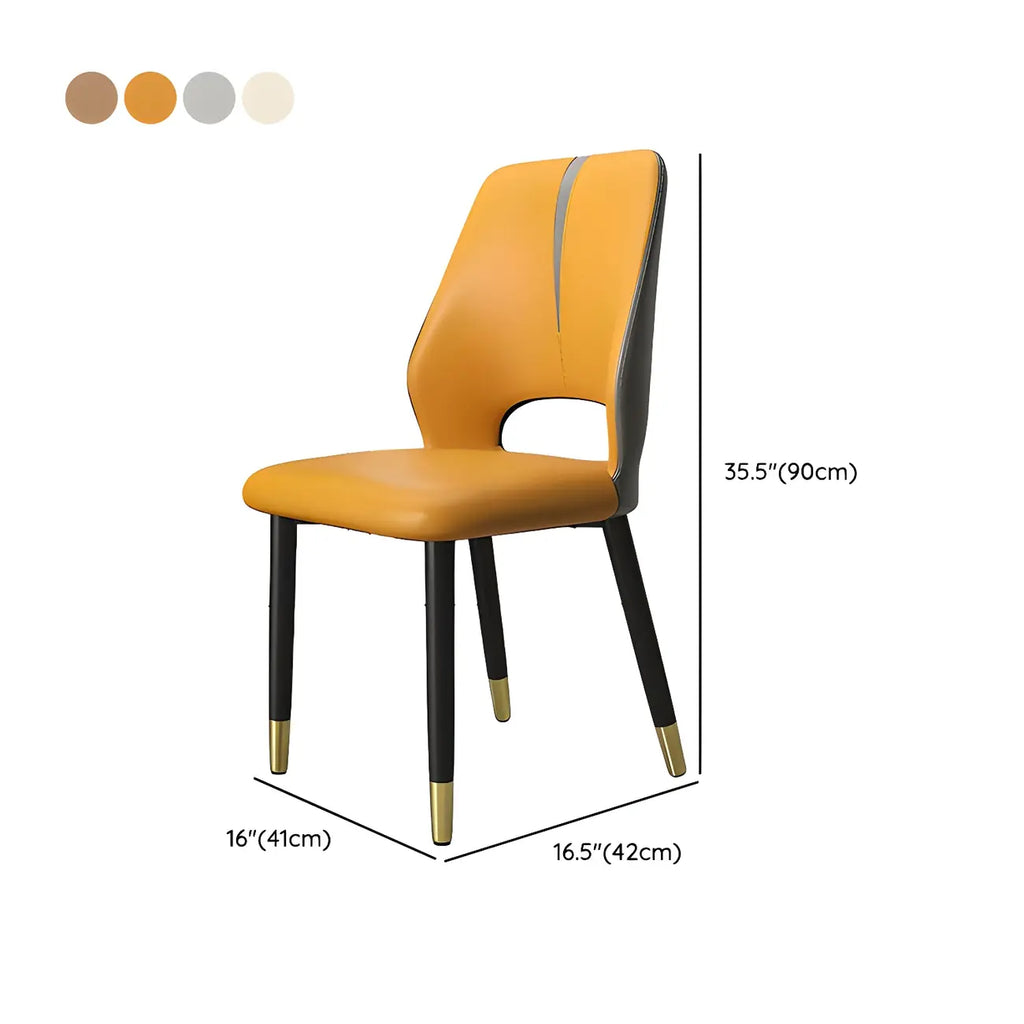 Chaises de salle à manger à oreilles en similicuir avec pieds en métal