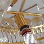 Lustre d'escalier rond luxueux en cristal doré à spirale, orné de spirales, pour structure en spirale.