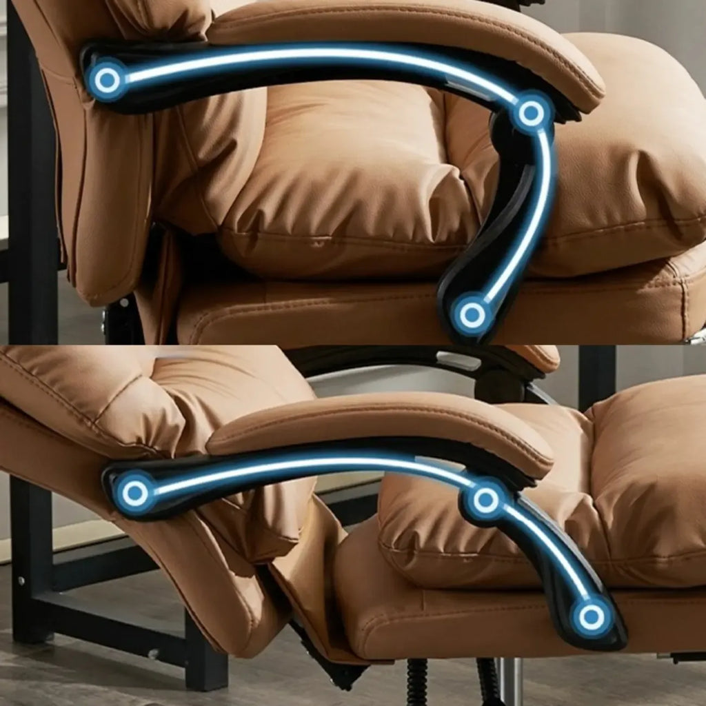 Fauteuil de direction ergonomique inclinable en cuir avec repose-pieds