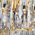 Lustre d'escalier luxueux en cristal et spirale dorée, hauteur réglable