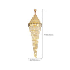 Lustre d'escalier luxueux en cristal et spirale dorée, hauteur réglable