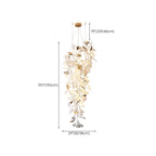 Lustre élégant blanc à feuilles de ginkgo et or pour escalier