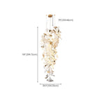 Lustre élégant blanc à feuilles de ginkgo et or pour escalier