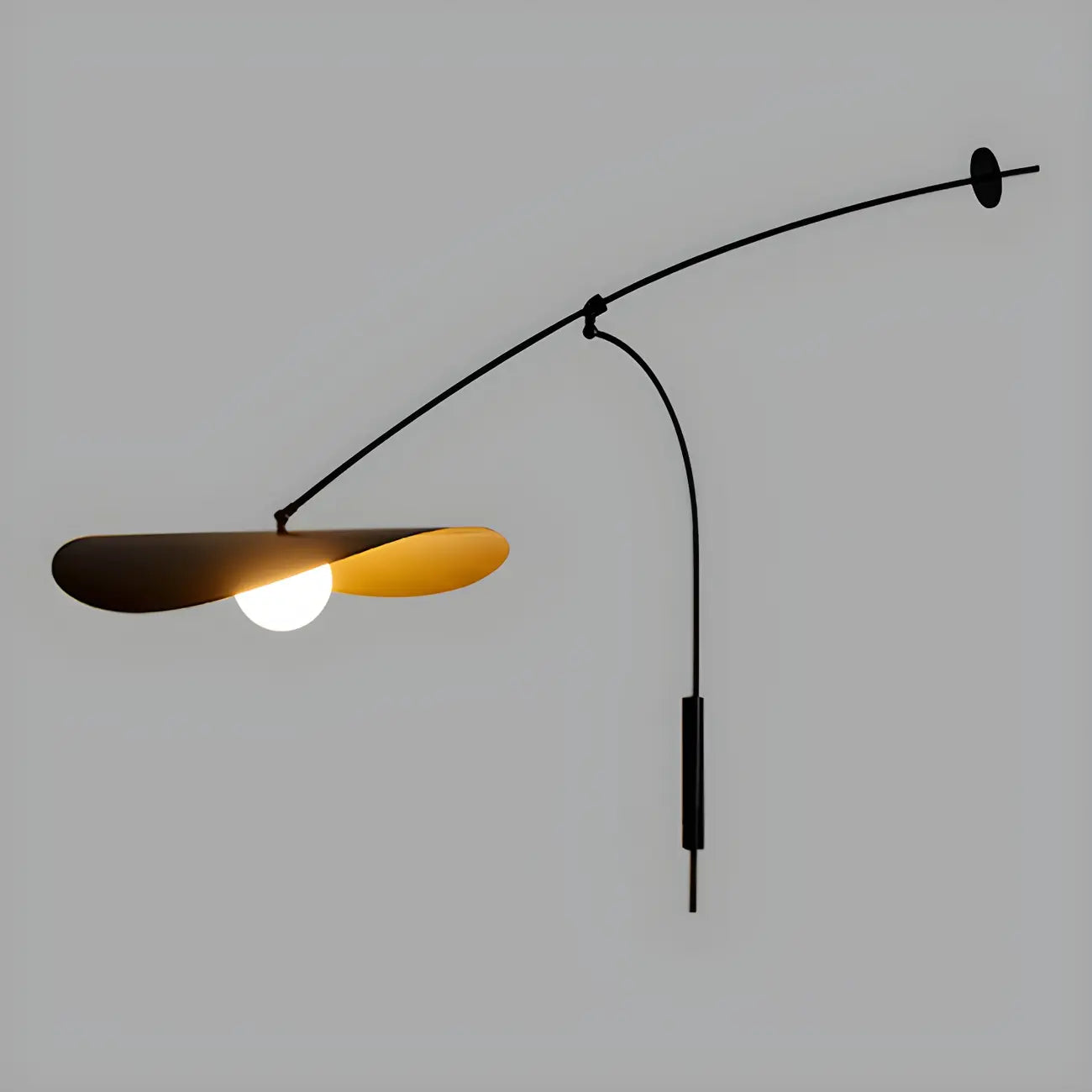Applique murale élégante en métal noir avec bras articulé pour éclairage d'ambiance
