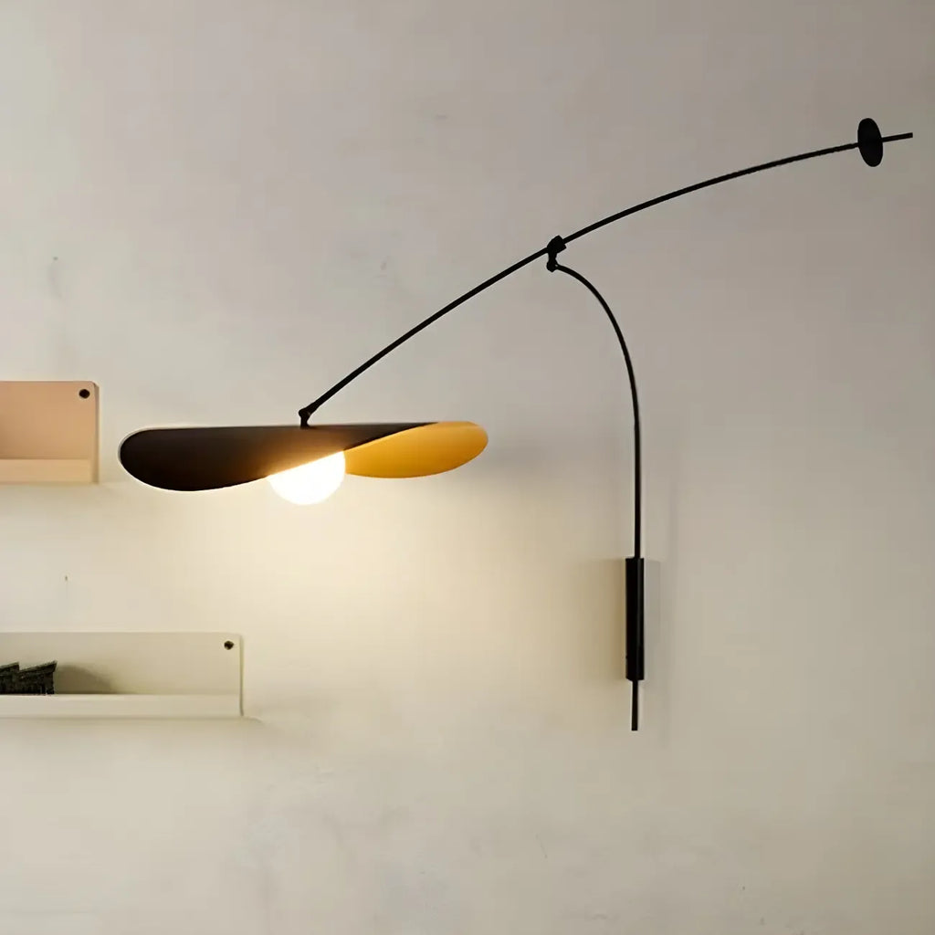 Applique murale élégante en métal noir avec bras articulé pour éclairage d'ambiance