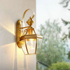 Applique murale d'extérieur classique en verre doré avec cage