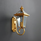 Applique murale d'extérieur classique en verre doré avec cage