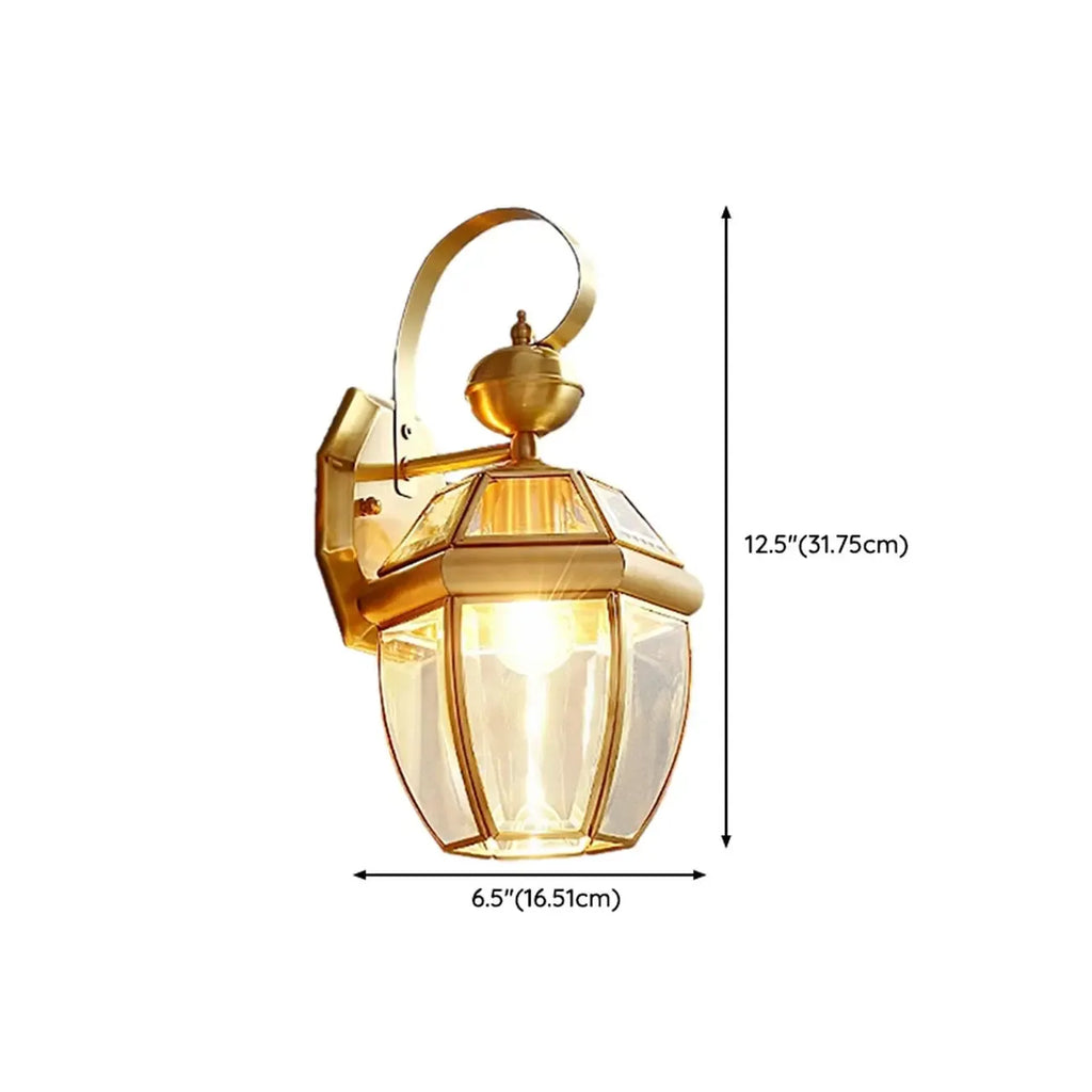 Applique murale d'extérieur classique en verre doré avec cage