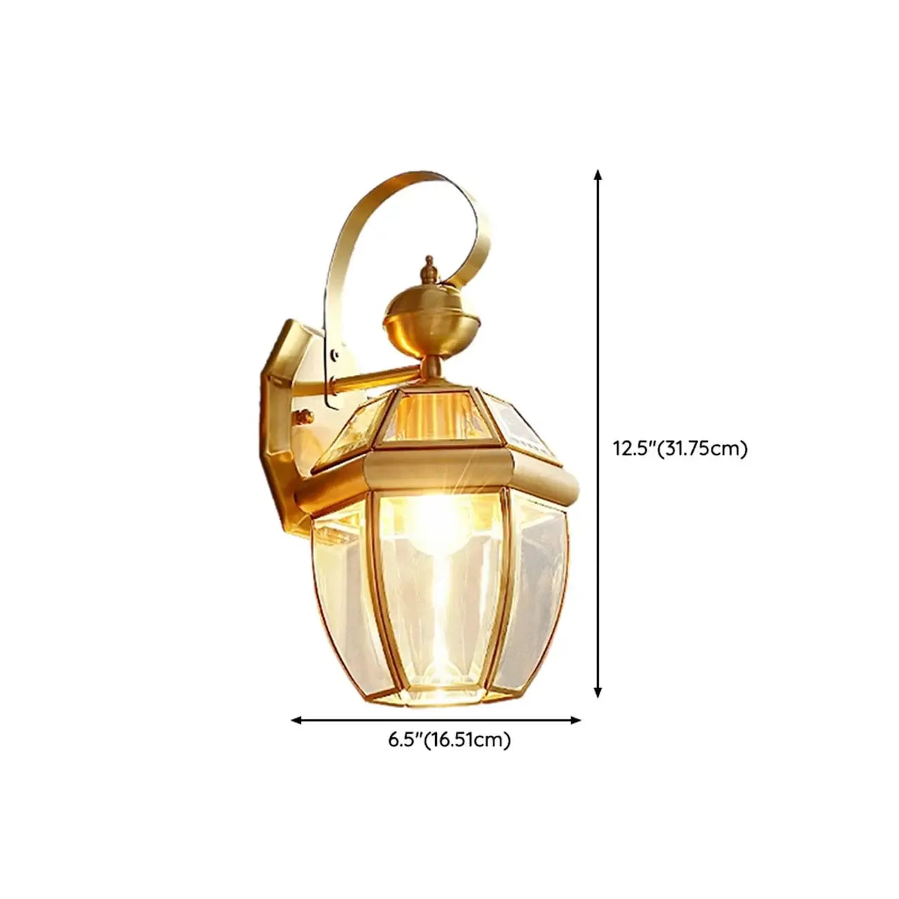 Applique murale d'extérieur classique en verre doré avec cage