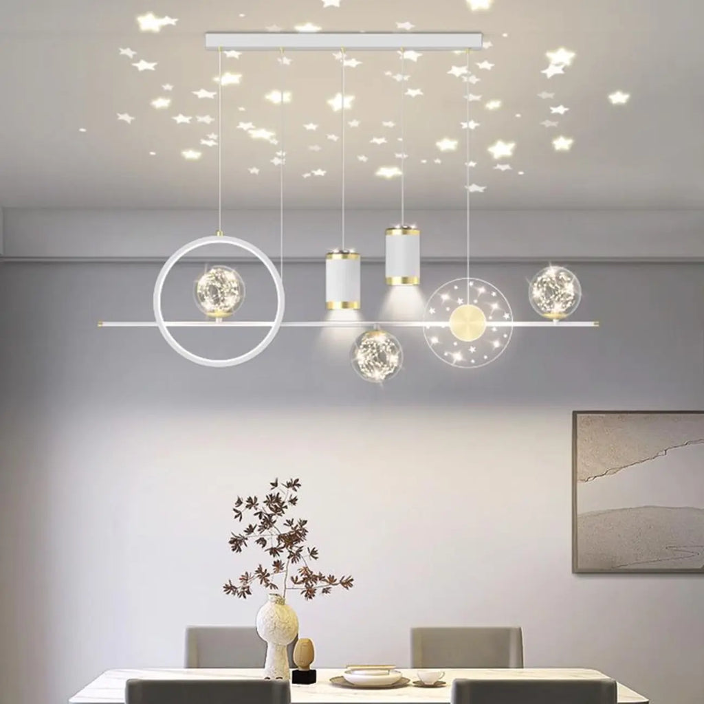 Suspension îlot de luxe réglable à plusieurs lumières