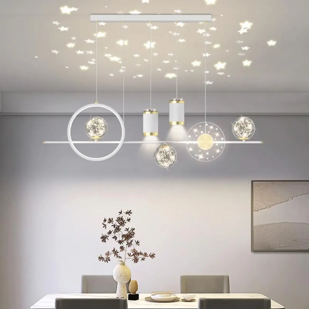 Suspension îlot de luxe réglable à plusieurs lumières