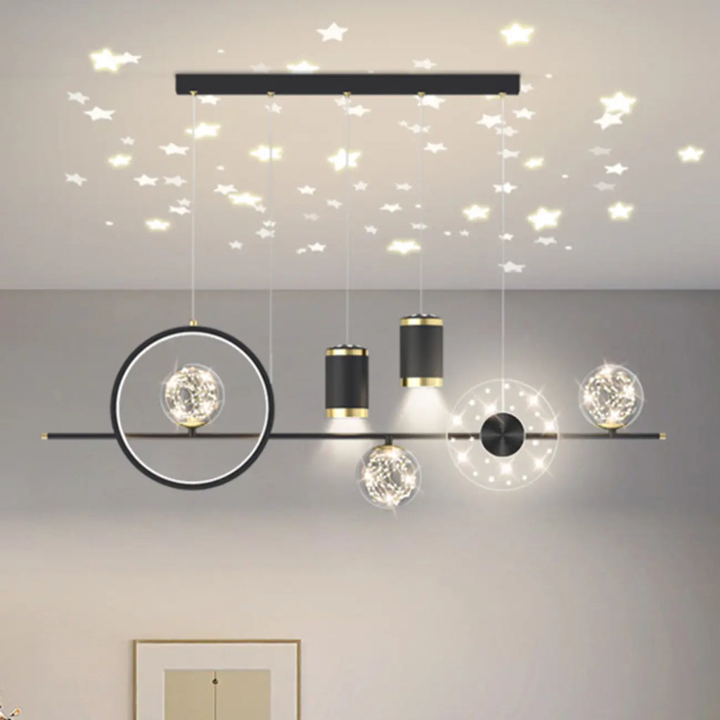 Suspension îlot de luxe réglable à plusieurs lumières