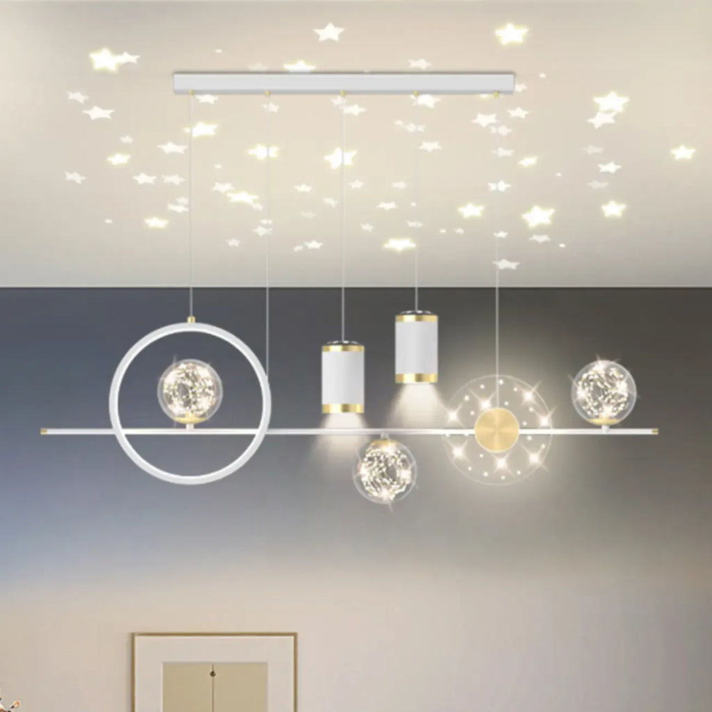 Suspension îlot de luxe réglable à plusieurs lumières