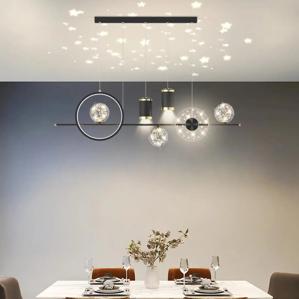Suspension îlot de luxe réglable à plusieurs lumières