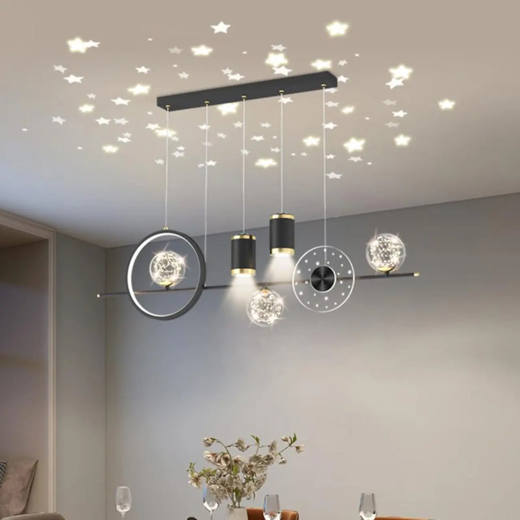 Suspension îlot de luxe réglable à plusieurs lumières