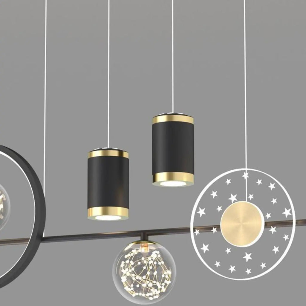 Suspension îlot de luxe réglable à plusieurs lumières