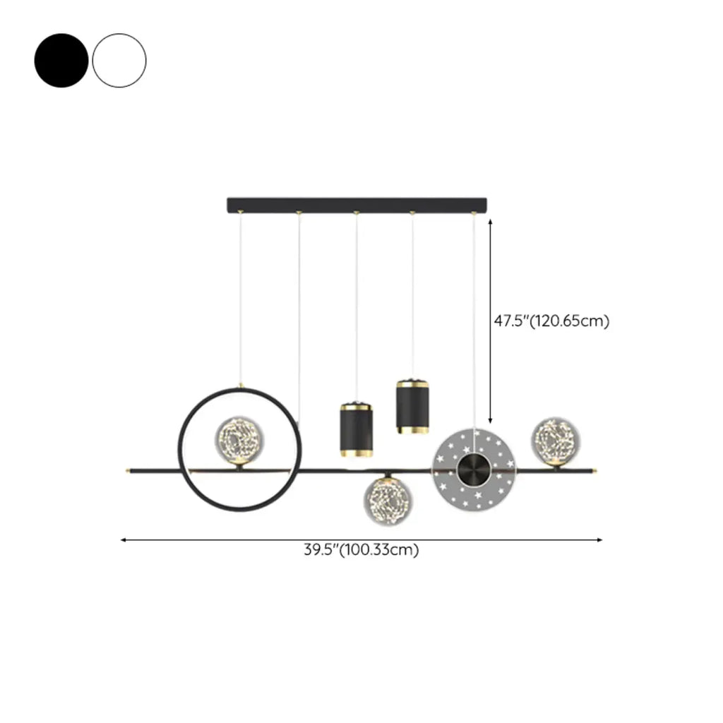 Suspension îlot de luxe réglable à plusieurs lumières
