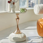 Table d'appoint ronde en métal luxueuse avec plateau pour salon
