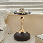Table d'appoint ronde en métal luxueuse avec plateau pour salon