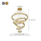 Lustre moderne à plusieurs niveaux en cristal et anneaux en spirale dorée, télécommande LED