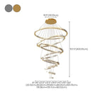 Lustre moderne à plusieurs niveaux en cristal et anneaux en spirale dorée, télécommande LED
