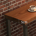 Table de bar rectangulaire en pin brun avec piètement en acier