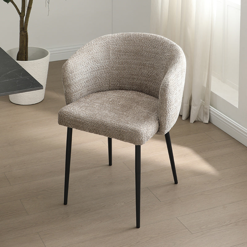 Chaise de salle à manger moderne avec revêtement en chenille et pieds en métal