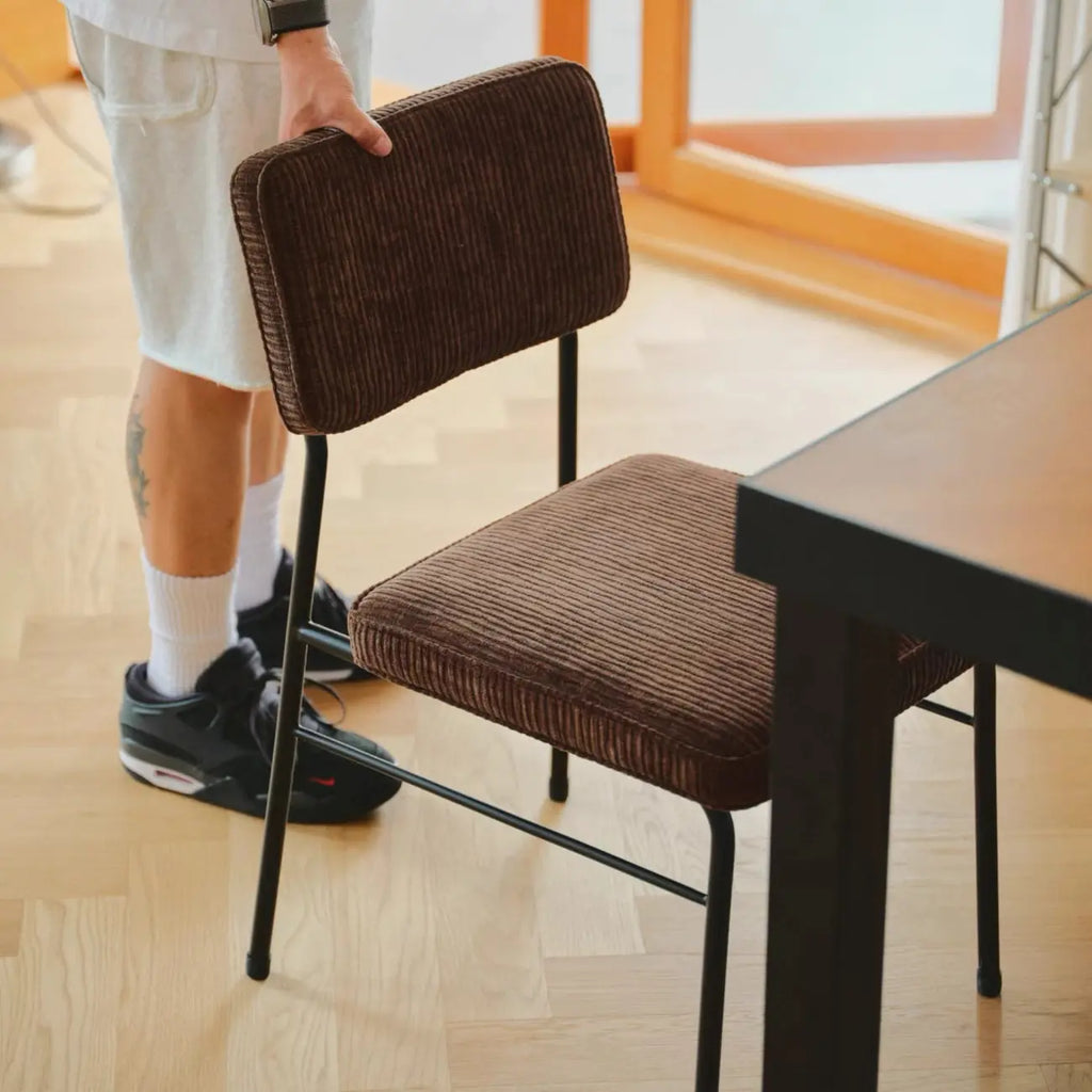 Ensemble de 2 chaises de salle à manger sans accoudoirs en velours côtelé, style moderne du milieu du siècle